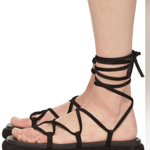 KHAITE Black Strappy Sandals - Picture 1 of 13